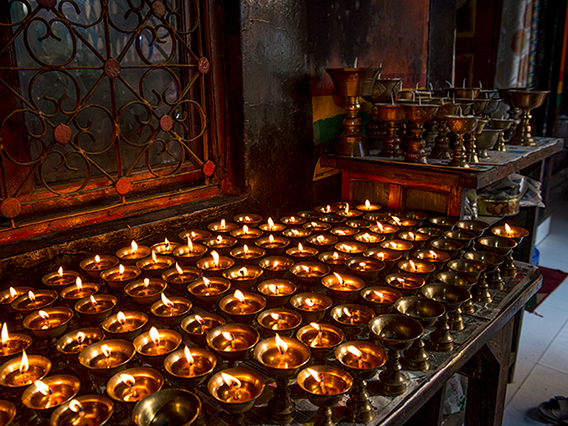 Prayer candles lit in India
